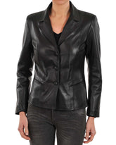 Women Genuine Leather Blazer Coat WB 22